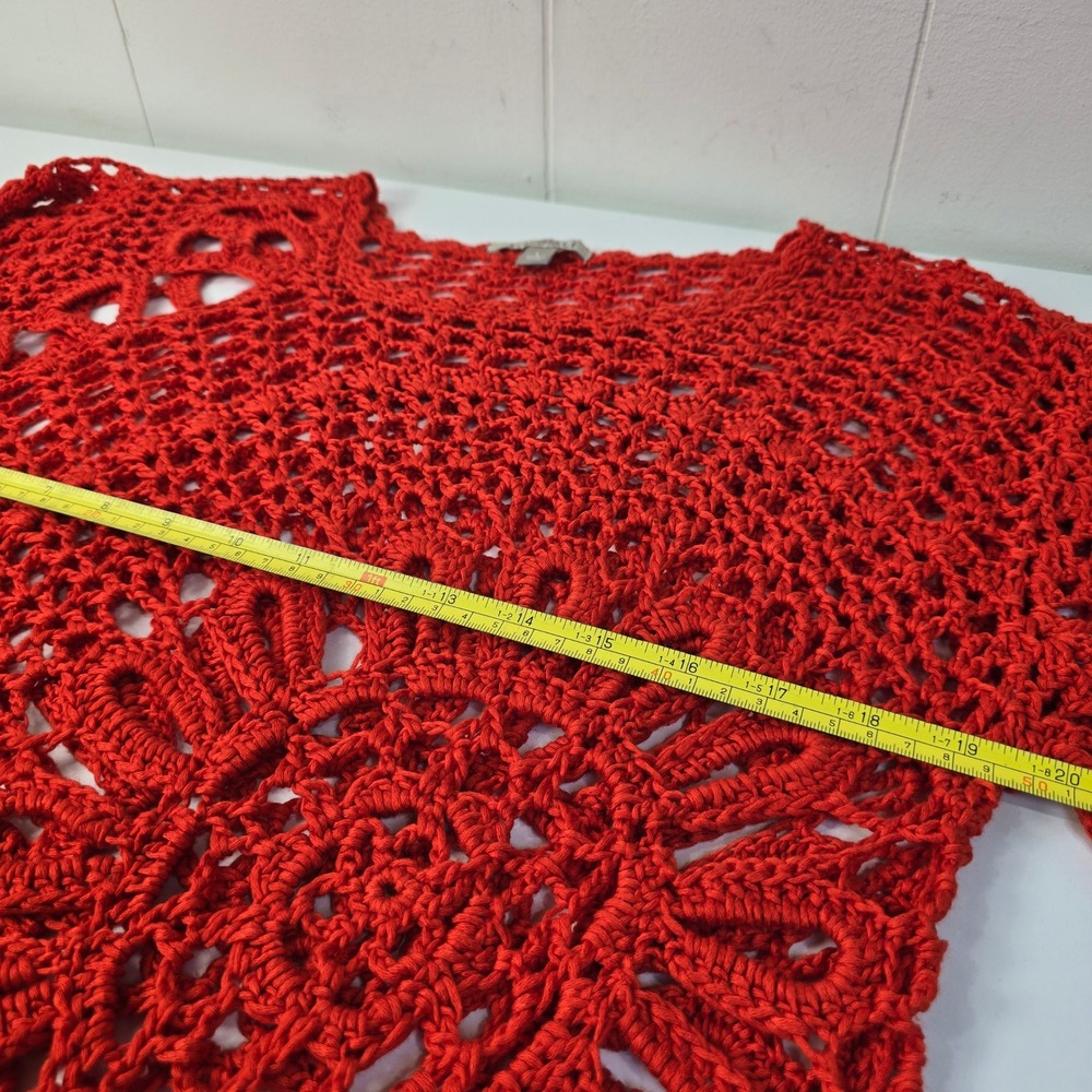 Roz & Ali Crochet Open Knit Asymmetrical Hem Top Large Beach Boho Festival - Picture 6 of 8
